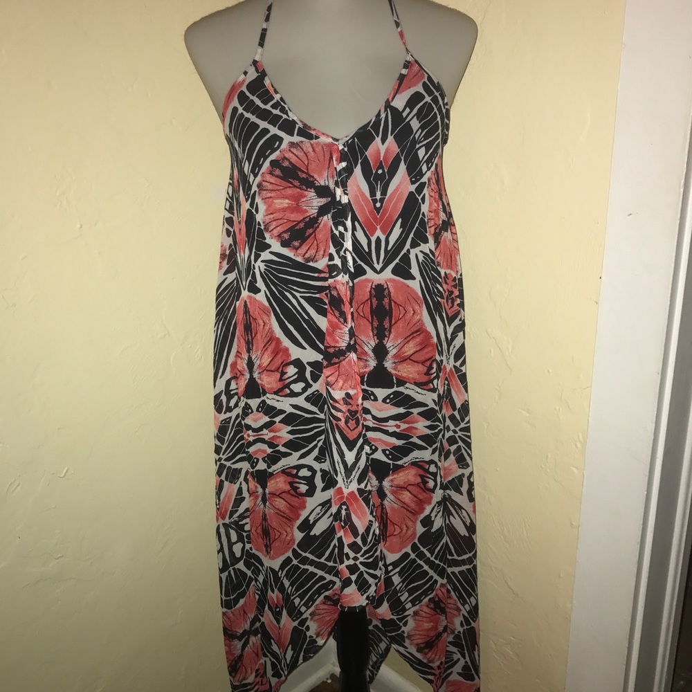 Tropical Floral Print Handkerchief dress
